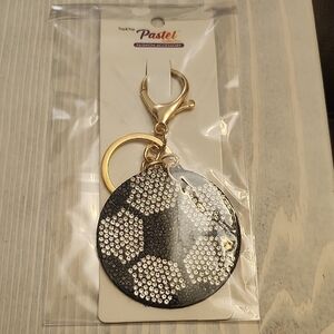 Pastels Black and Gold Soccerball Key Holder